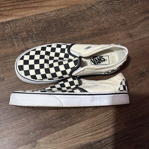 Vans Black and White Checkerboard Slip-Ons